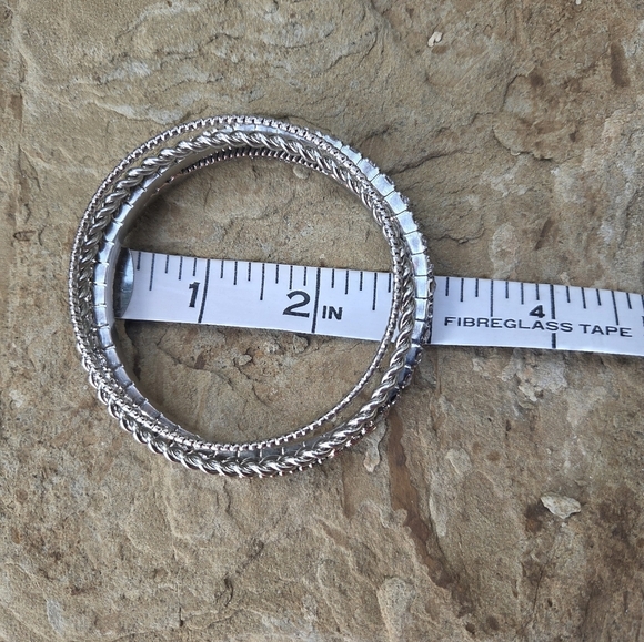 Graziano Elegant Silver Bangle Set of 4 - Picture 4 of 5